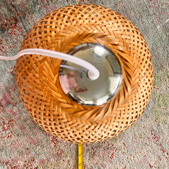Bamboo Rattan Basket Lamp Light - 11” Diameter, corded pendant - Picture 9 of 12
